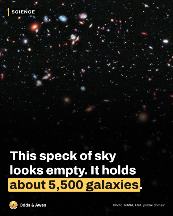 This speck of sky looks empty. It holds about 5,500 galaxies.